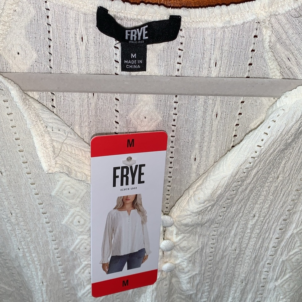 Frye "Salt Breeze " Creamy Pale Yellow Blouse with Textured Design - Picture 5 of 5